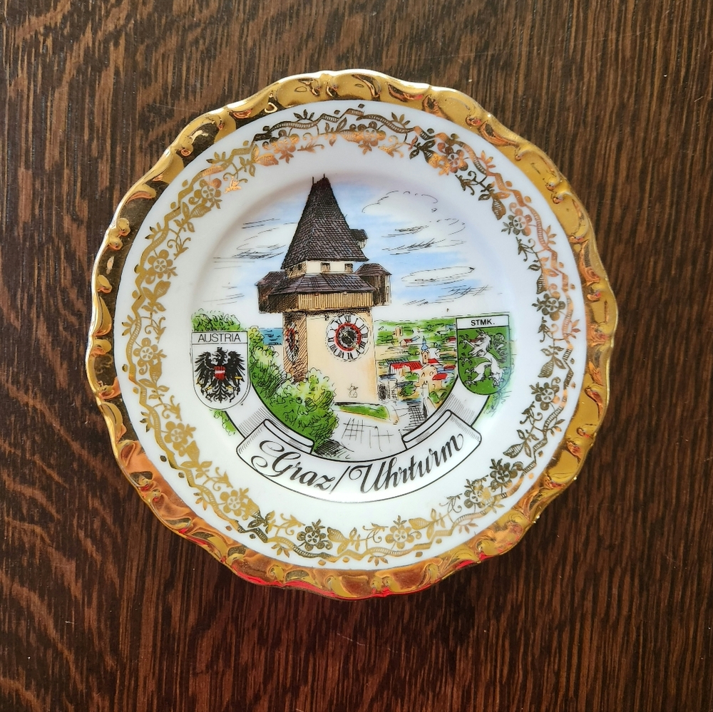 Graz Austria Uhrturm Clocktower Vintage Collector Plate EUC $25